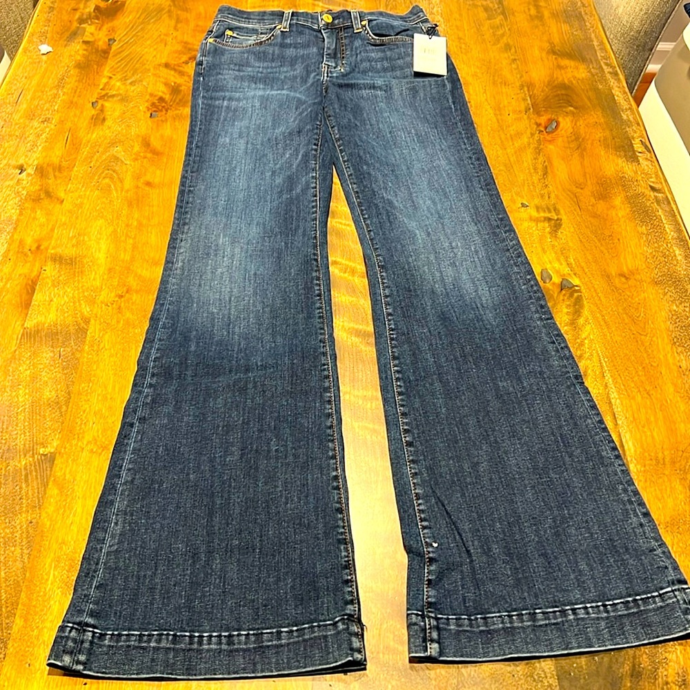 7 For All Mankind, Women’s bell bottom stretch denim jeans, size 27, new w/ tags